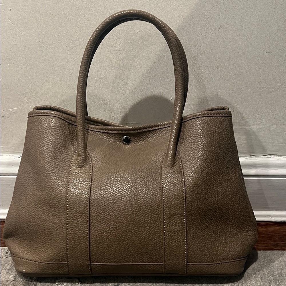Elegant Taupe vegan Leather Tote Bag